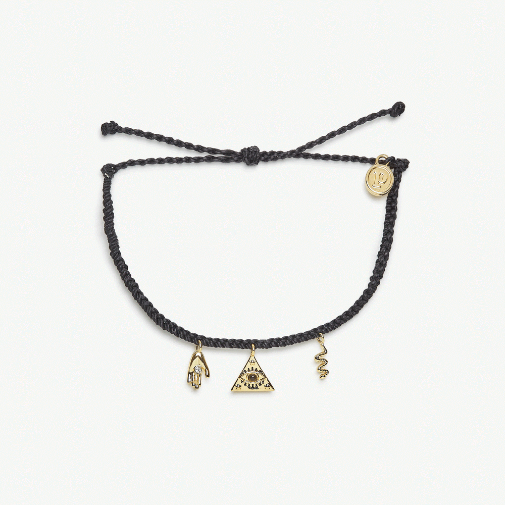 Pura Vida Mystics Mixed Gold Charm Bracelet | Black