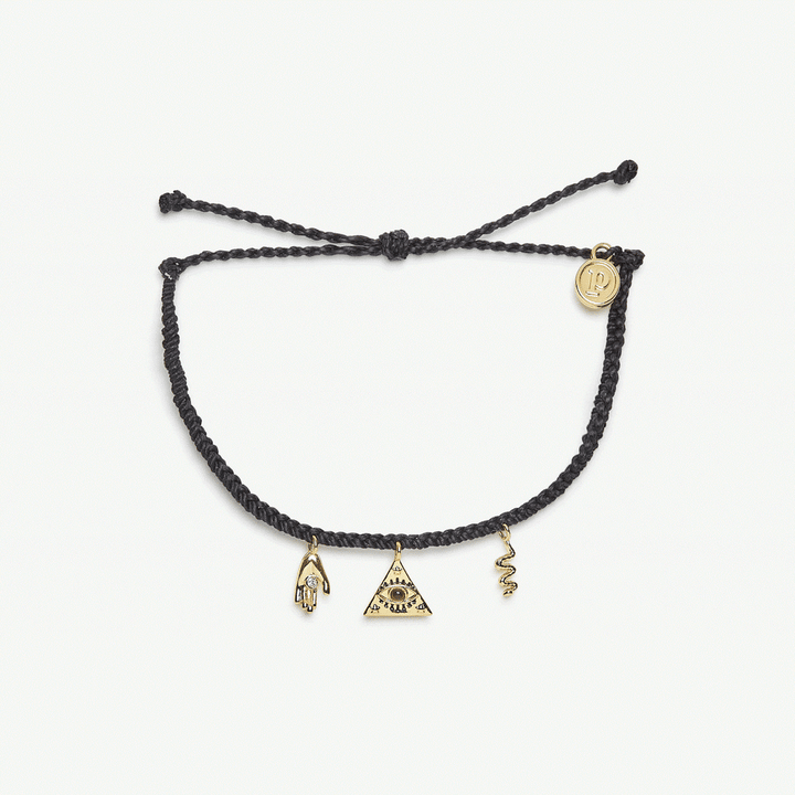 Pura Vida Mystics Mixed Gold Charm Bracelet | Black