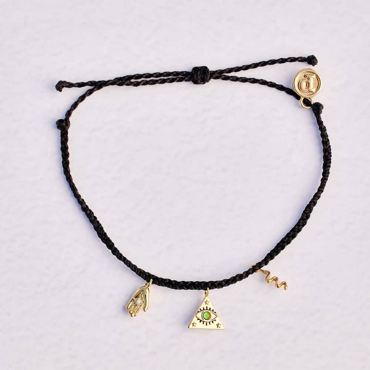 Pura Vida Mystics Mixed Gold Charm Bracelet | Black