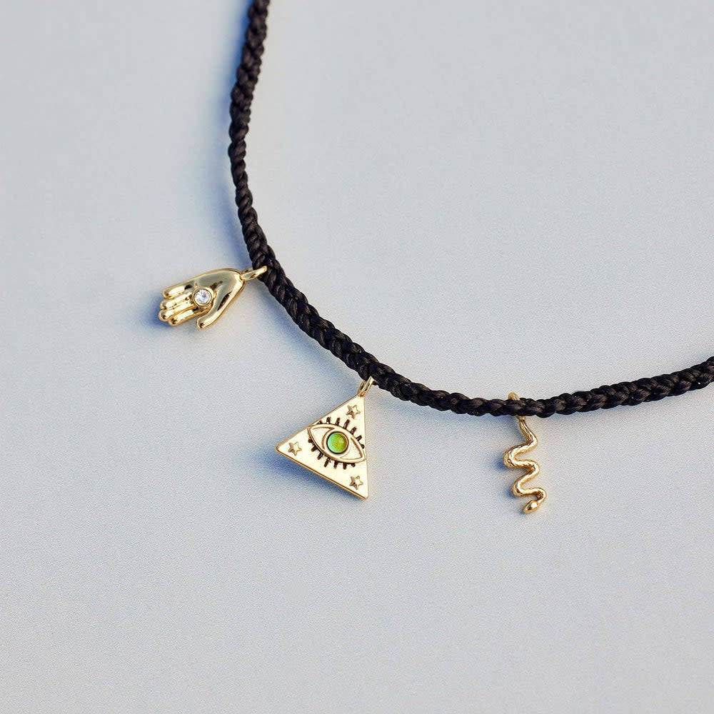 Pura Vida Mystics Mixed Gold Charm Bracelet | Black