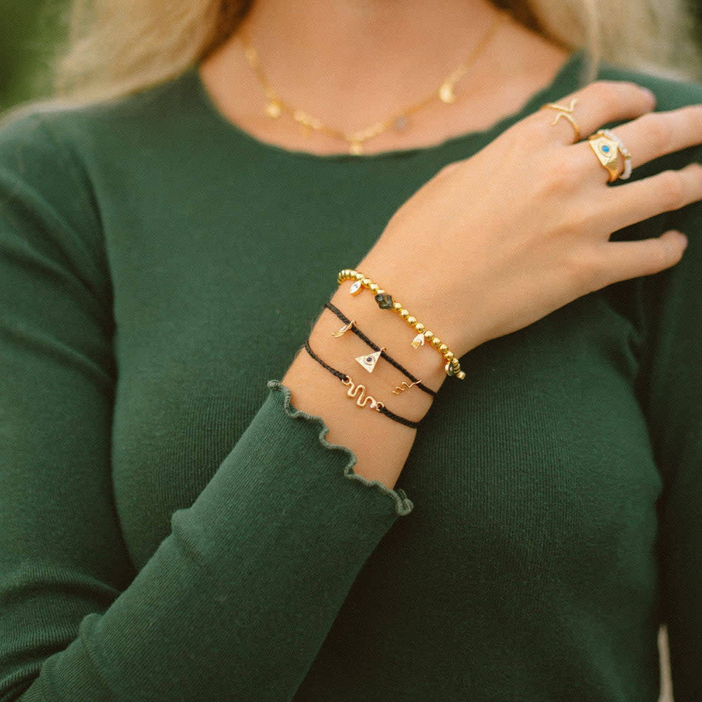 Pura Vida Mystics Mixed Gold Charm Bracelet | Black