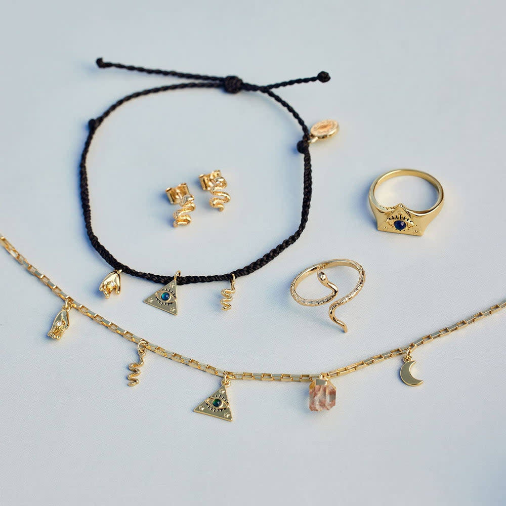 Pura Vida Mystics Mixed Gold Charm Bracelet | Black