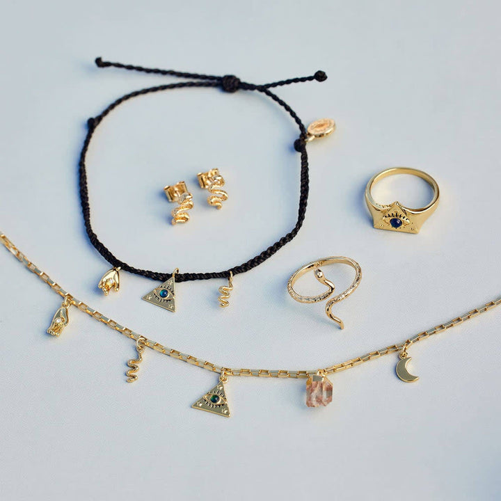 Pura Vida Mystics Mixed Gold Charm Bracelet | Black