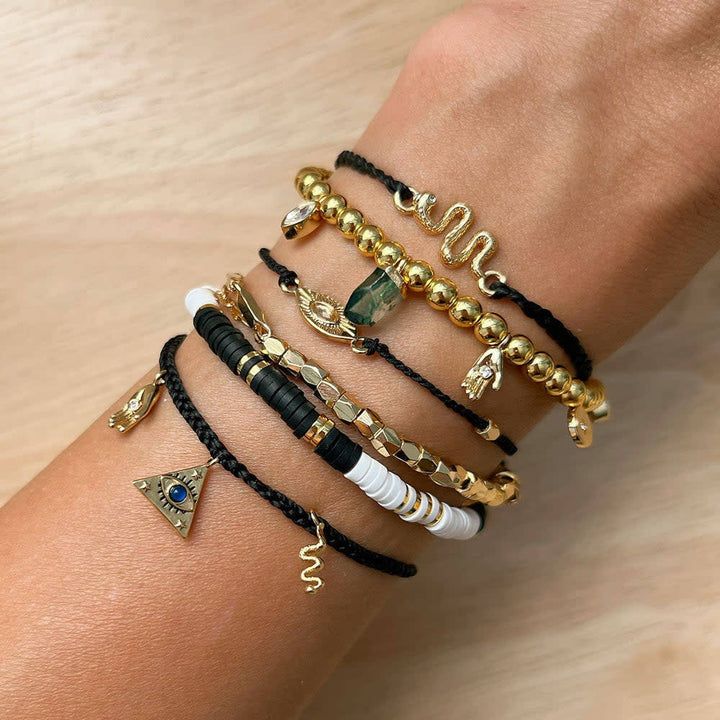 Pura Vida Mystics Mixed Gold Charm Bracelet | Black