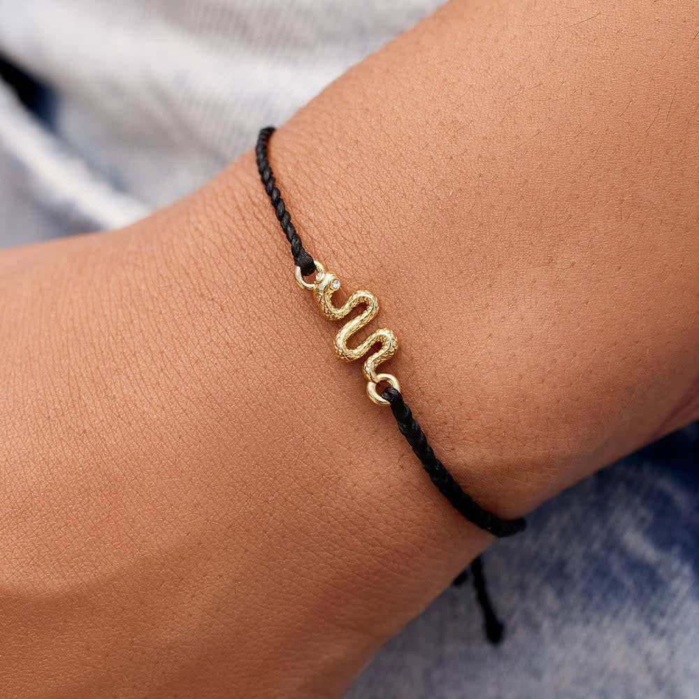 Pura Vida Snake Gold Charm Bracelet | Black