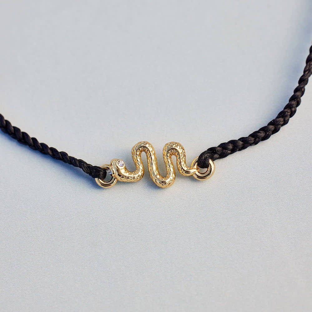 Pura Vida Snake Gold Charm Bracelet | Black