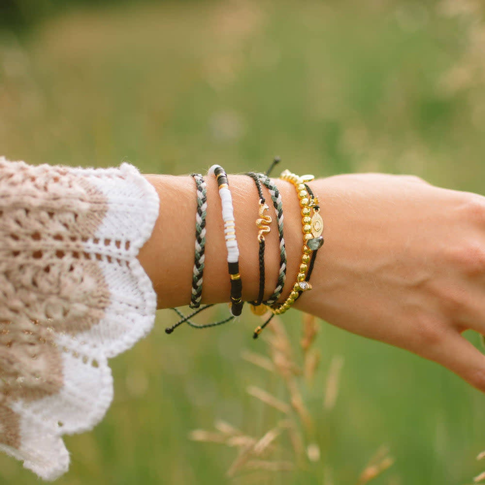Pura Vida Snake Gold Charm Bracelet | Black