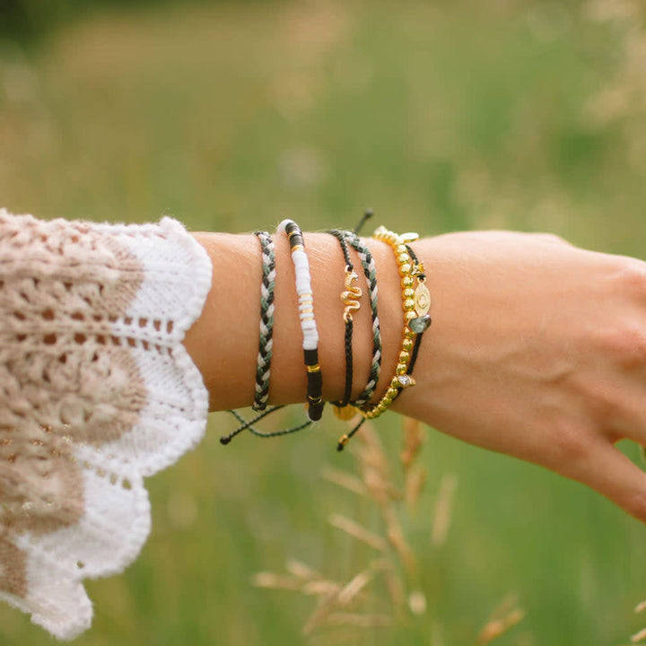 Pura Vida Snake Gold Charm Bracelet | Black