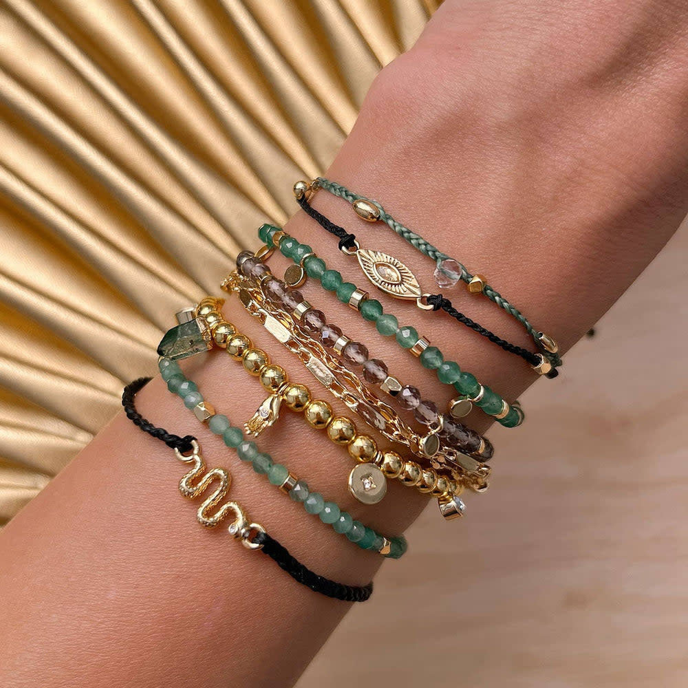 Pura Vida Snake Gold Charm Bracelet | Black