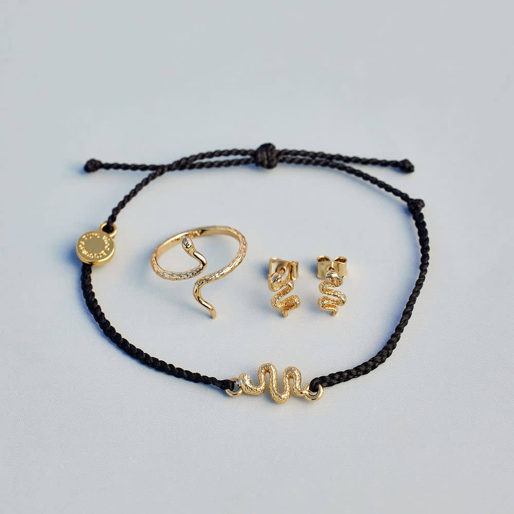 Pura Vida Snake Gold Charm Bracelet | Black