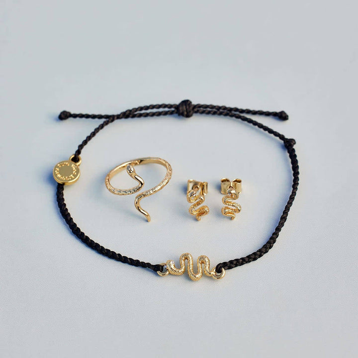 Pura Vida Snake Gold Charm Bracelet | Black