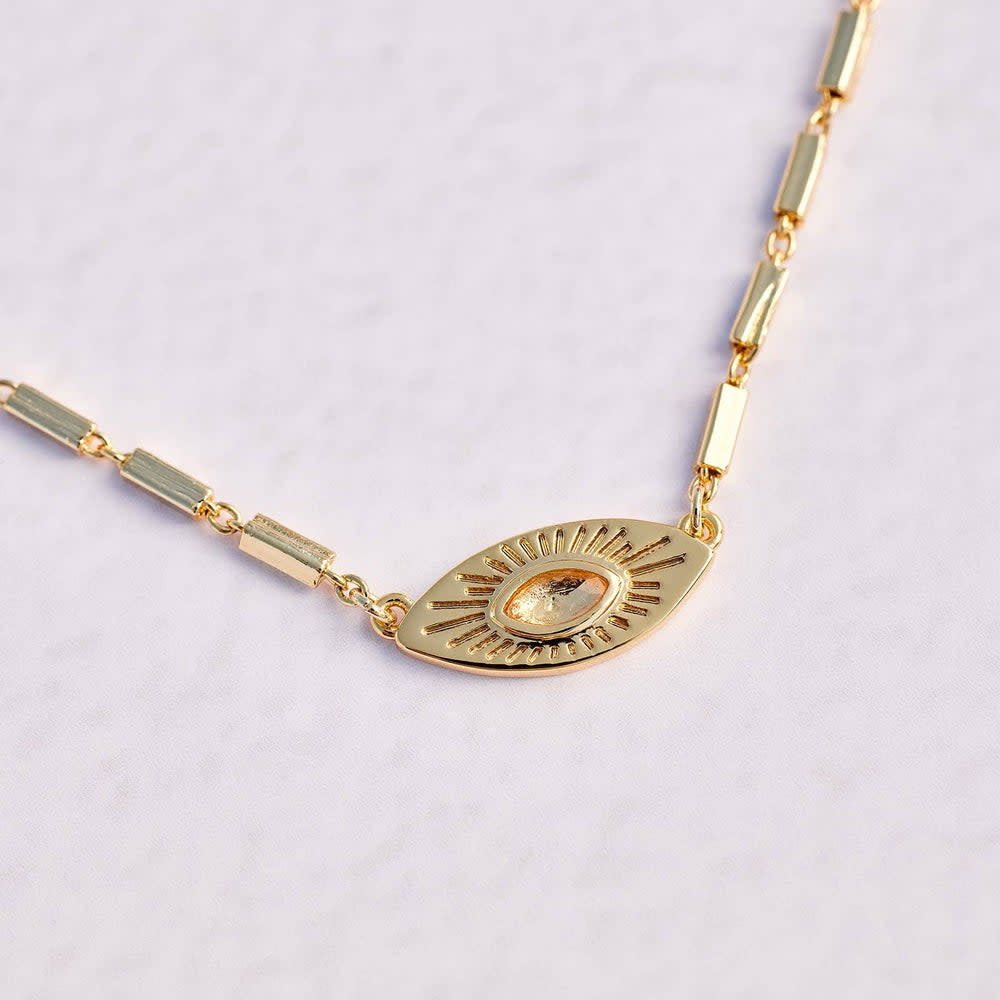 Pura Vida Sunburst Eye Pendant Necklace | Gold