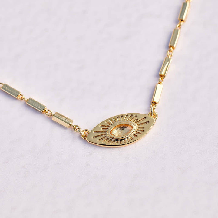 Pura Vida Sunburst Eye Pendant Necklace | Gold