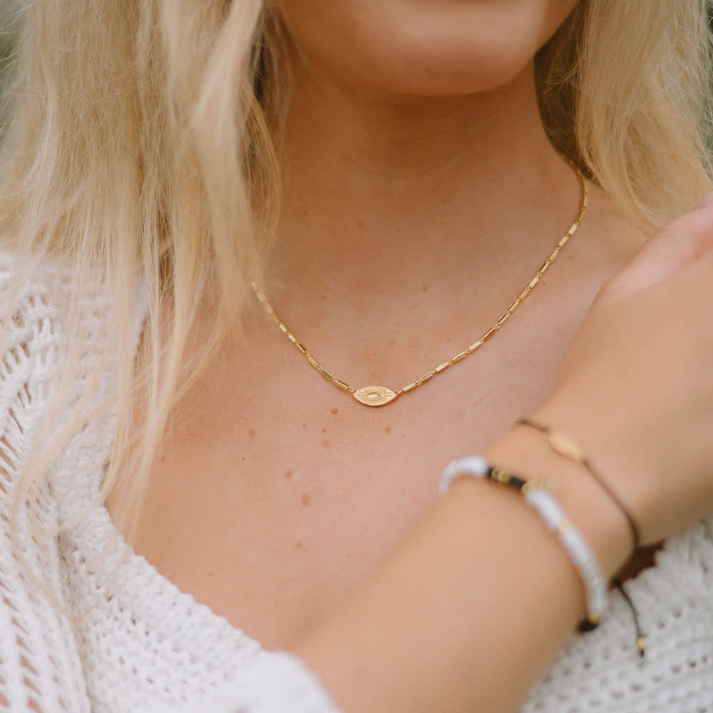 Pura Vida Sunburst Eye Pendant Necklace | Gold