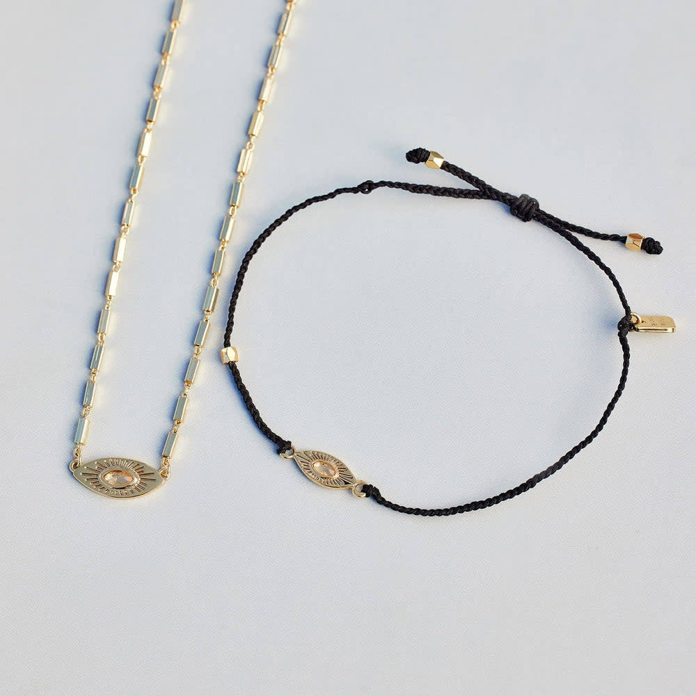 Pura Vida Sunburst Eye Pendant Necklace | Gold