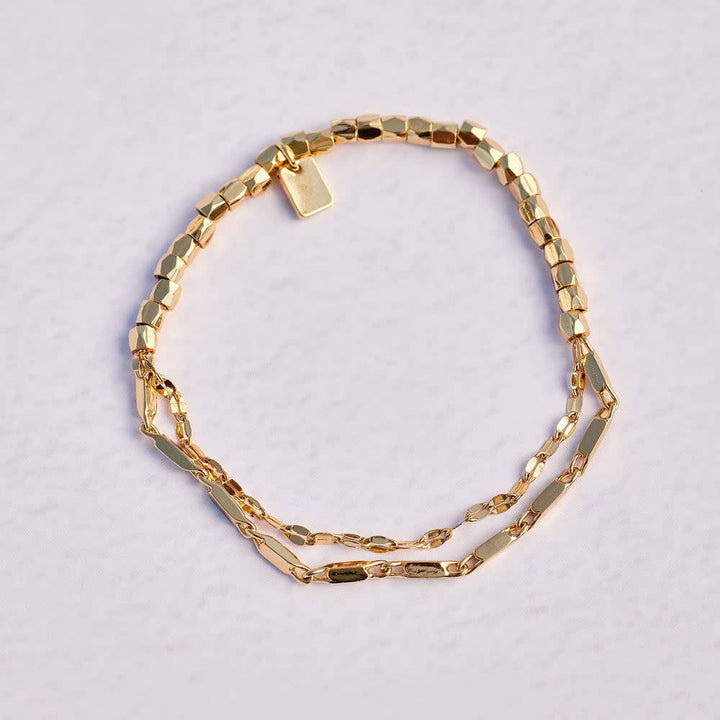 Pura Vida Metal Bead &amp; Chain Stretch Bracelet | Gold