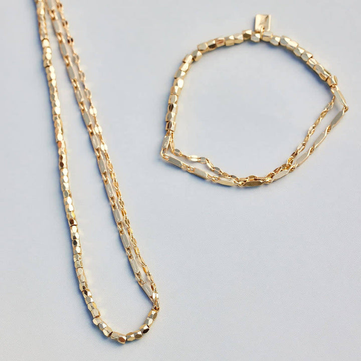 Pura Vida Metal Bead &amp; Chain Stretch Bracelet | Gold