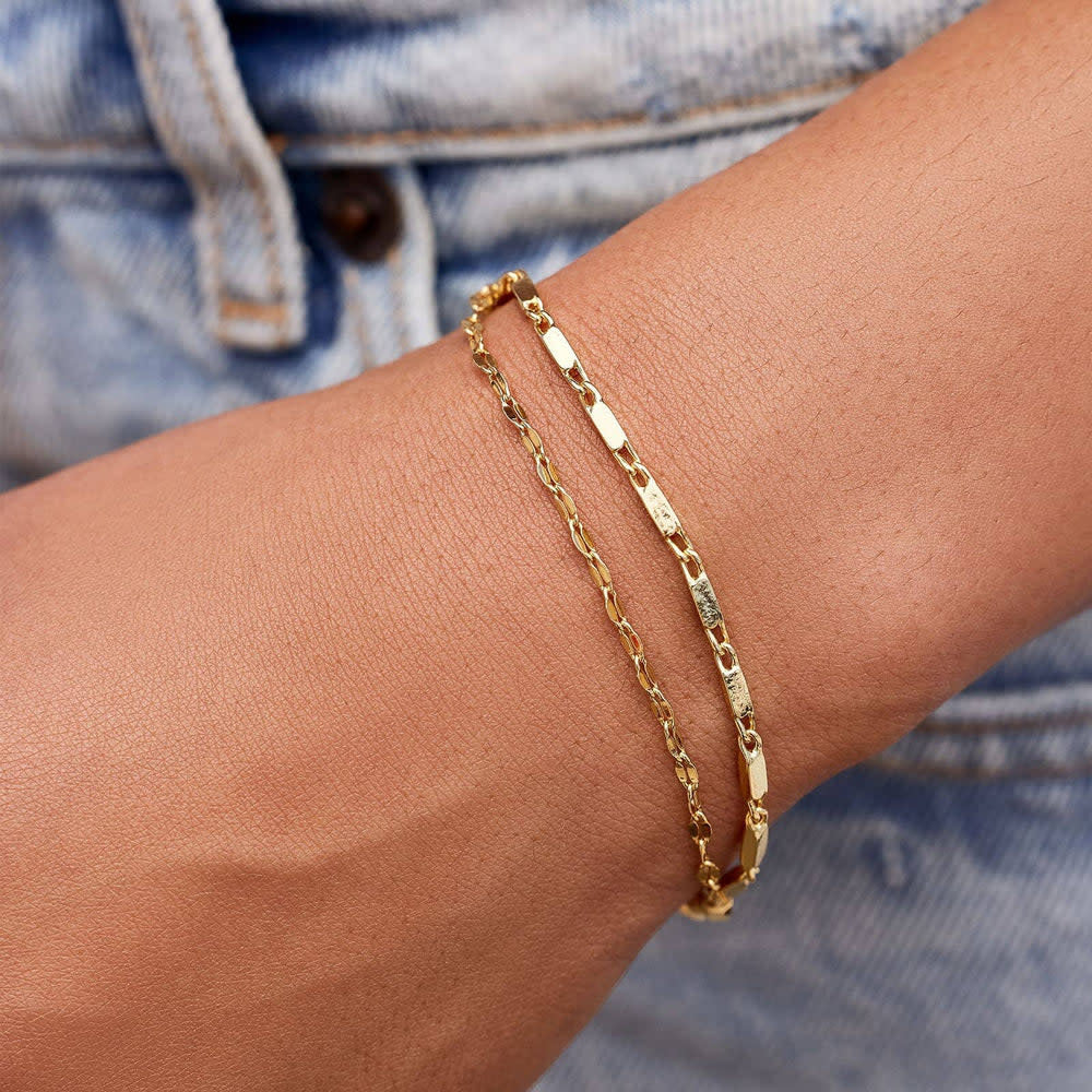 Pura Vida Metal Bead &amp; Chain Stretch Bracelet | Gold
