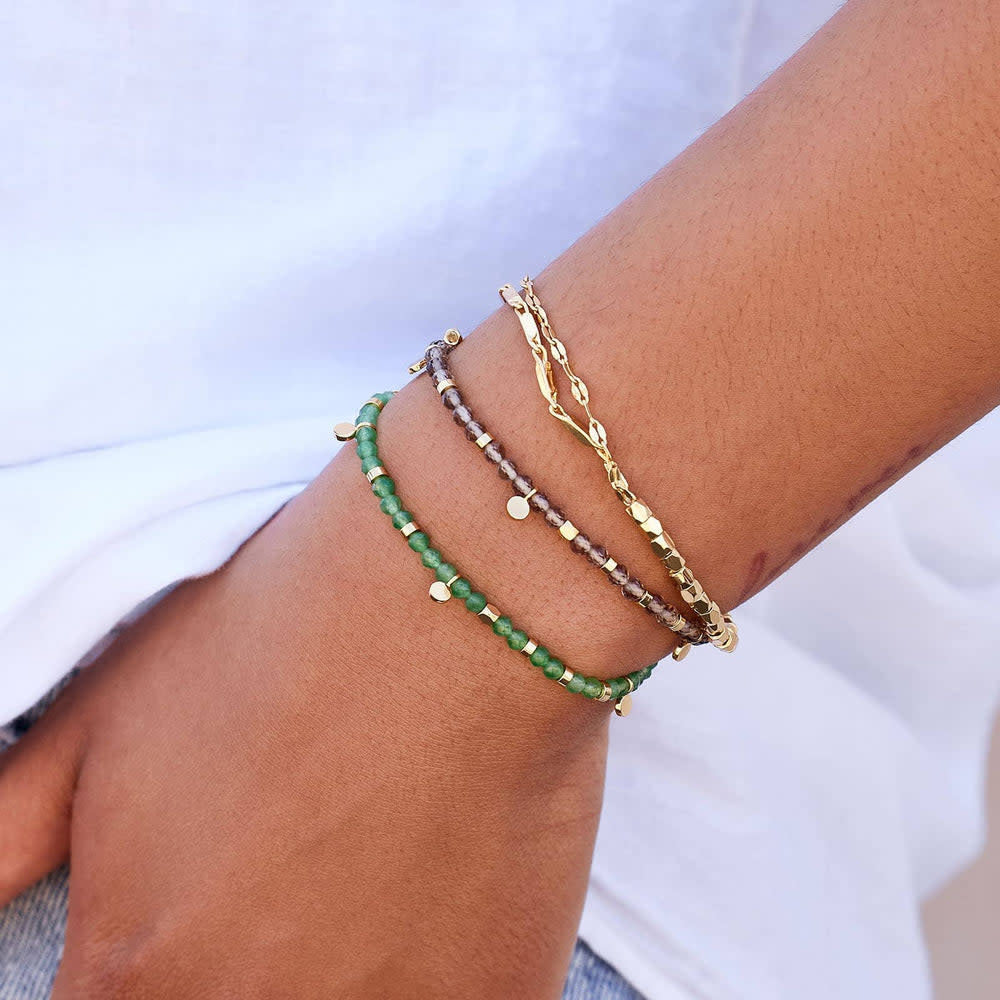 Pura Vida Metal Bead &amp; Chain Stretch Bracelet | Gold