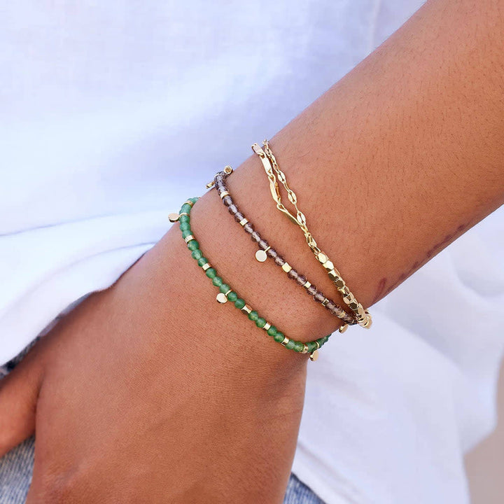 Pura Vida Metal Bead &amp; Chain Stretch Bracelet | Gold