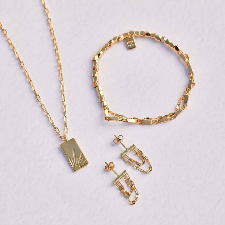 Pura Vida Metal Bead &amp; Chain Stretch Bracelet | Gold