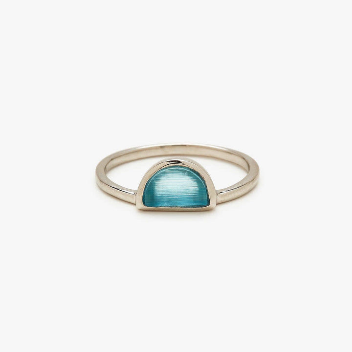 Pura Vida Half Moon Gemstone Ring | Silver