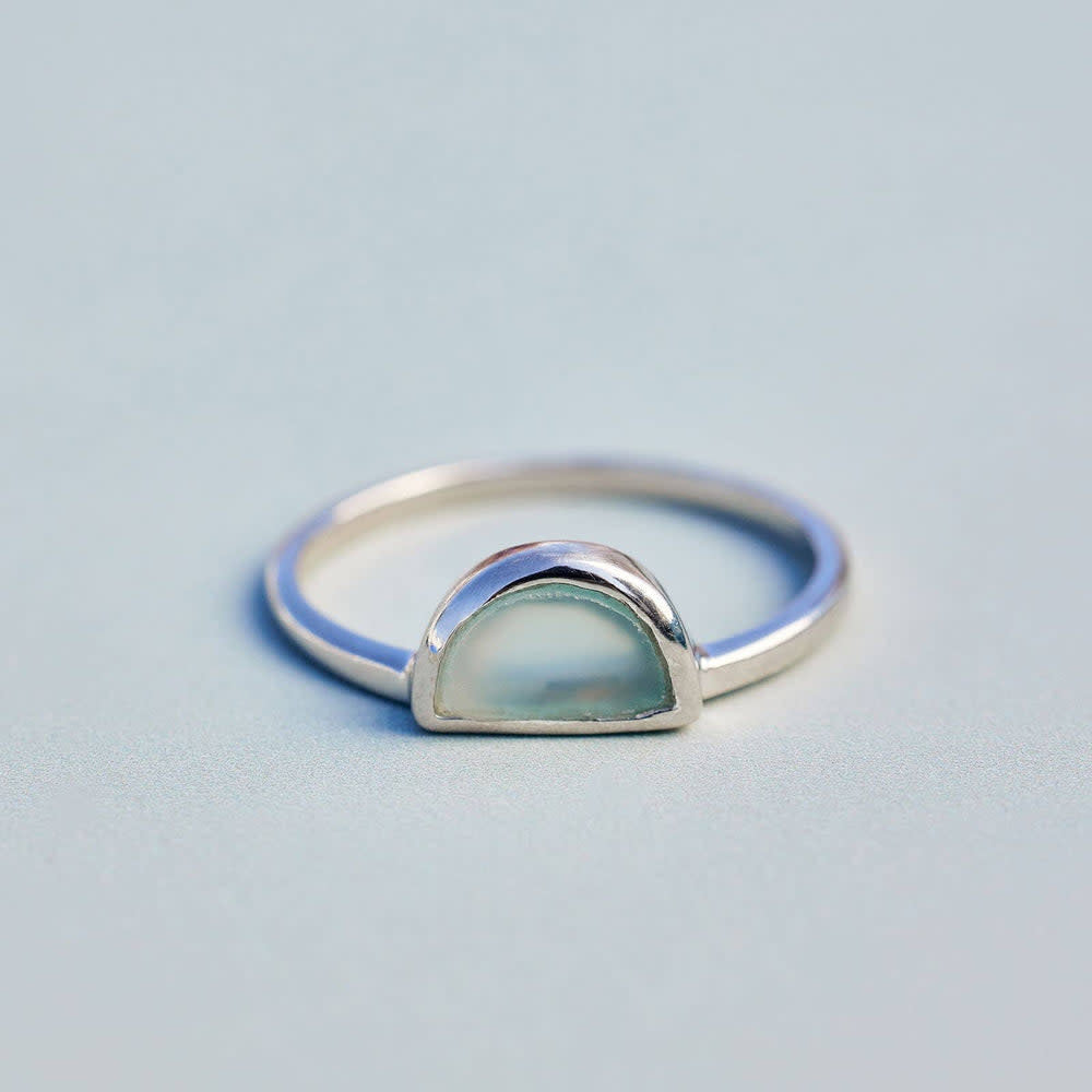 Pura Vida Half Moon Gemstone Ring | Silver