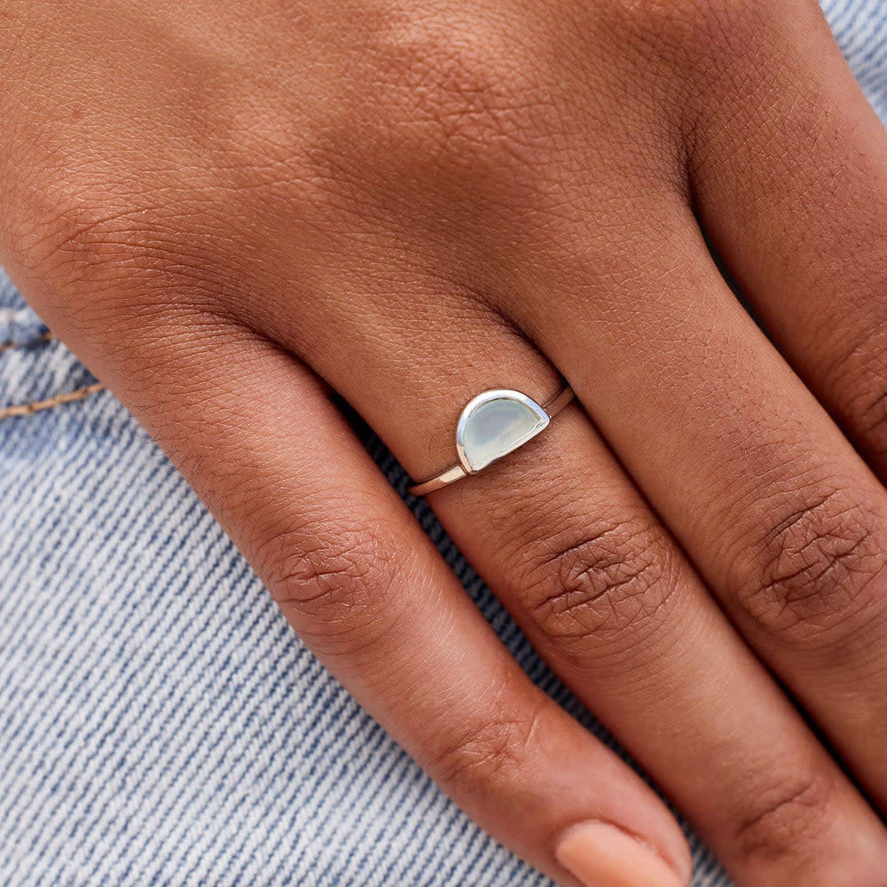 Pura Vida Half Moon Gemstone Ring | Silver