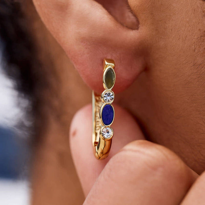 Pura Vida Stone Hoop Earrings | Gold