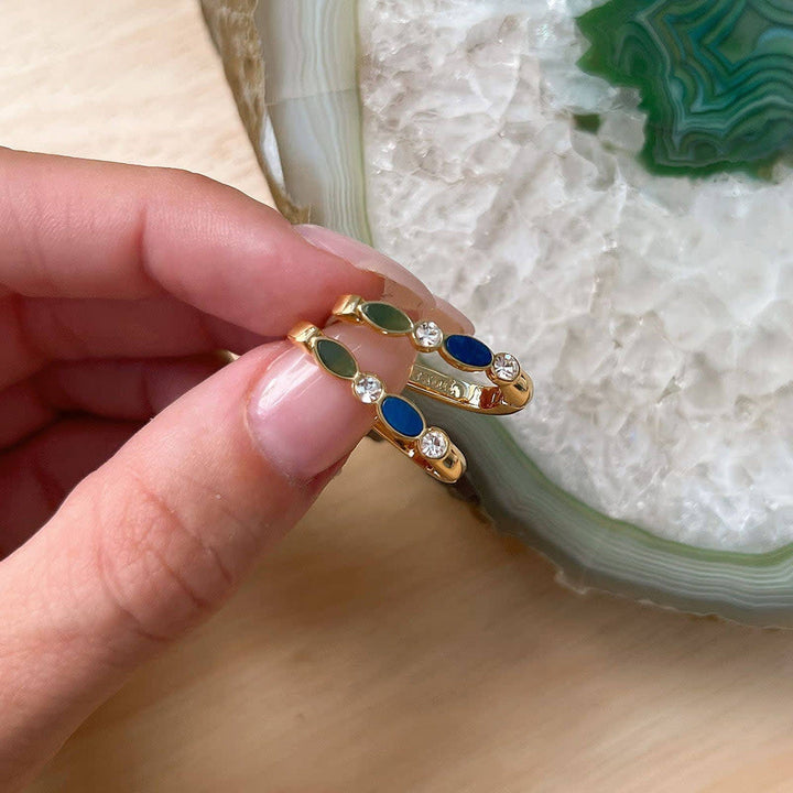 Pura Vida Stone Hoop Earrings | Gold