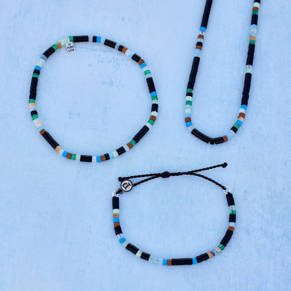 Pura Vida Men Mixed Seed Bead Cord Bracelet | Black