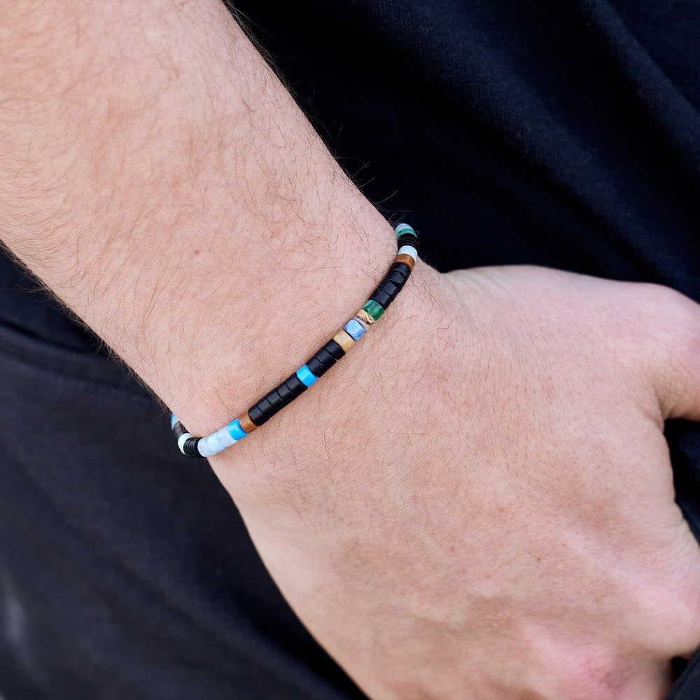 Pura Vida Men Mixed Seed Bead Cord Bracelet | Black