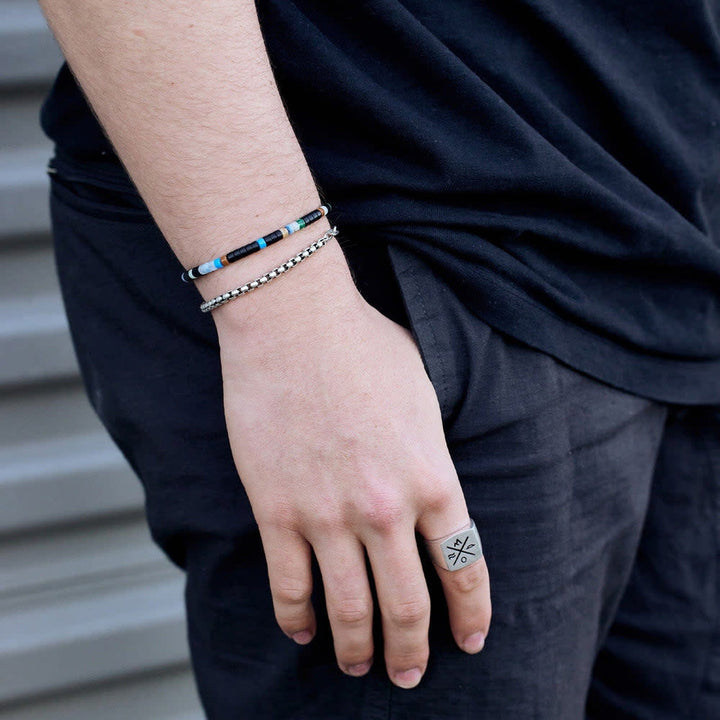 Pura Vida Men Mixed Seed Bead Cord Bracelet | Black