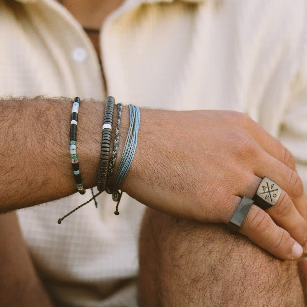 Pura Vida Men Mixed Seed Bead Cord Bracelet | Black