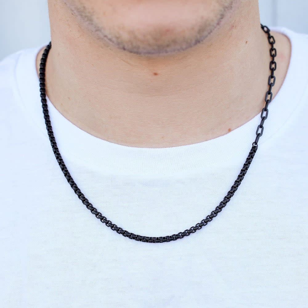 Pura Vida Mens Rolo Chain Necklace | Black