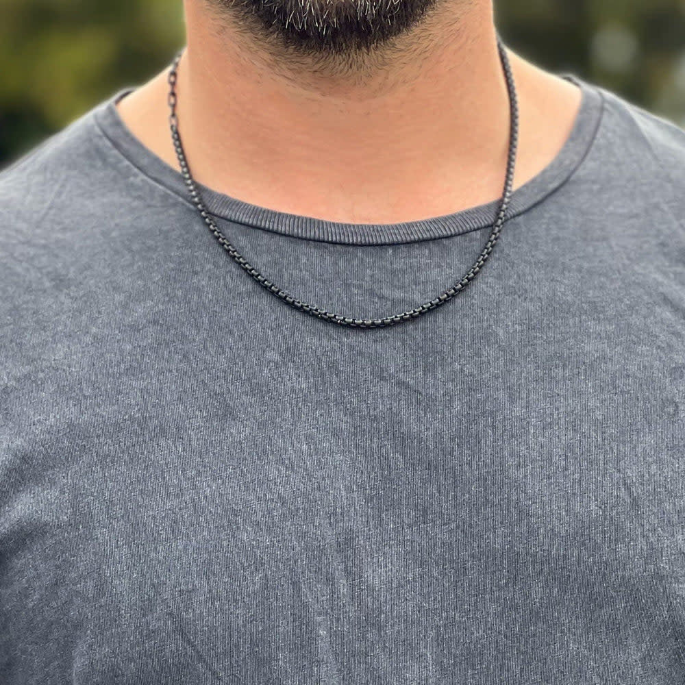 Pura Vida Mens Rolo Chain Necklace | Black