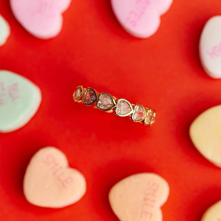 Pura Vida Stone Heart Ring Band | Gold