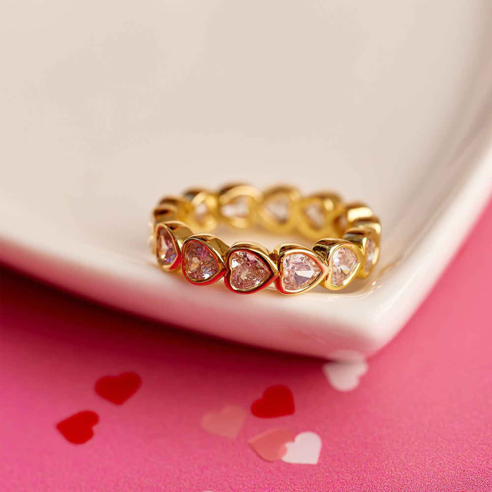 Pura Vida Stone Heart Ring Band | Gold