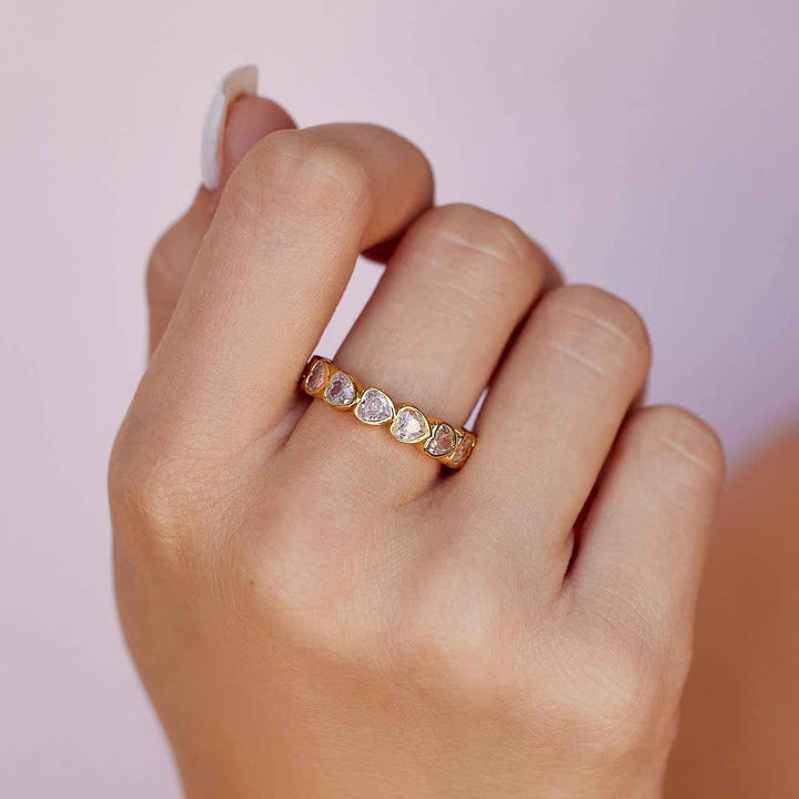 Pura Vida Stone Heart Ring Band | Gold