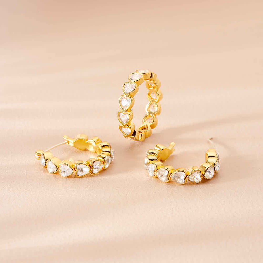 Pura Vida Stone Heart Ring Band | Gold