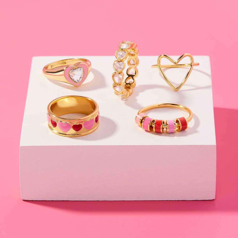 Pura Vida Stone Heart Ring Band | Gold