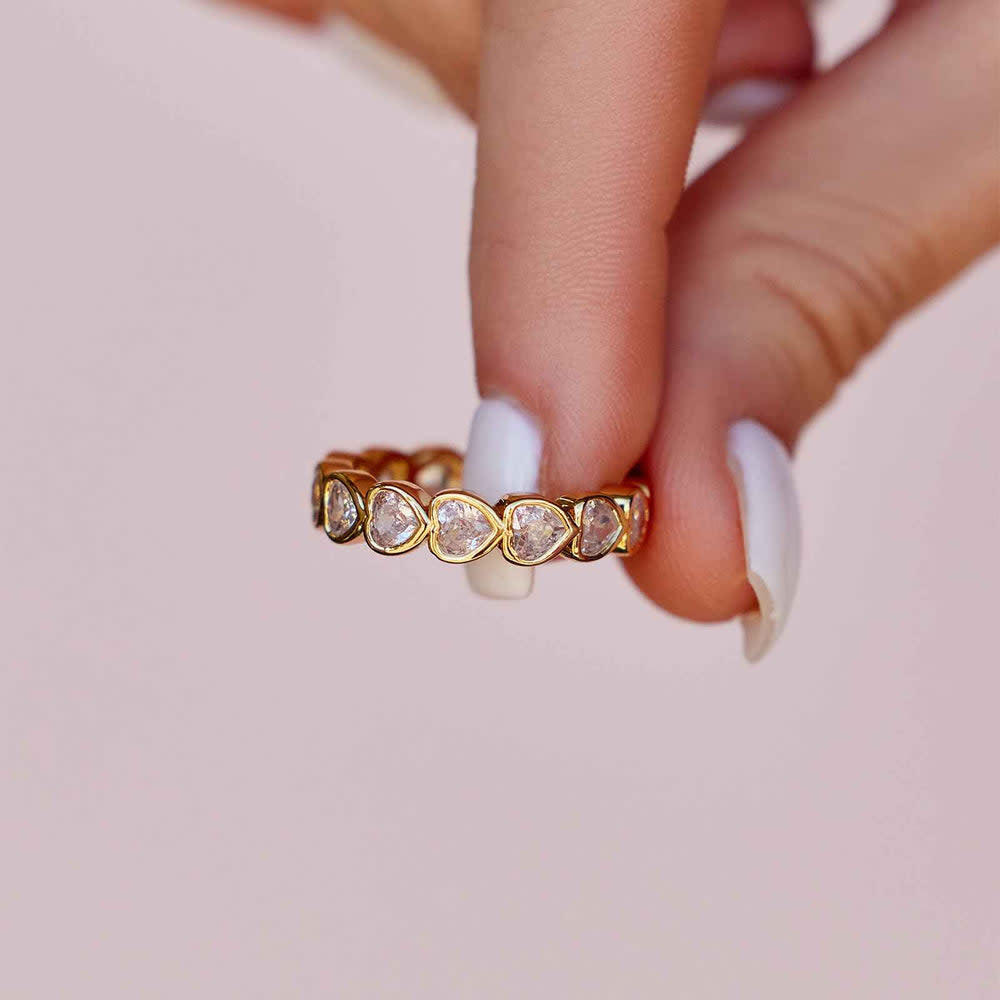 Pura Vida Stone Heart Ring Band | Gold