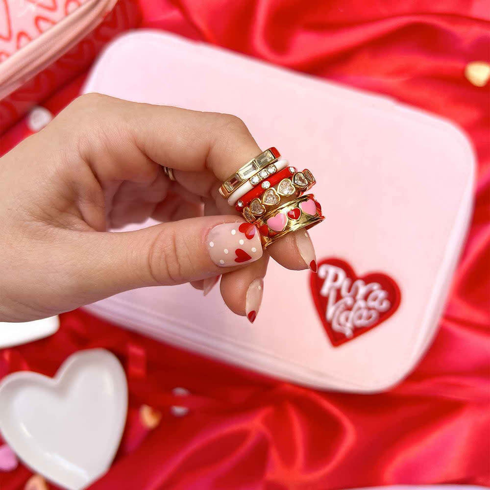 Pura Vida Stone Heart Ring Band | Gold