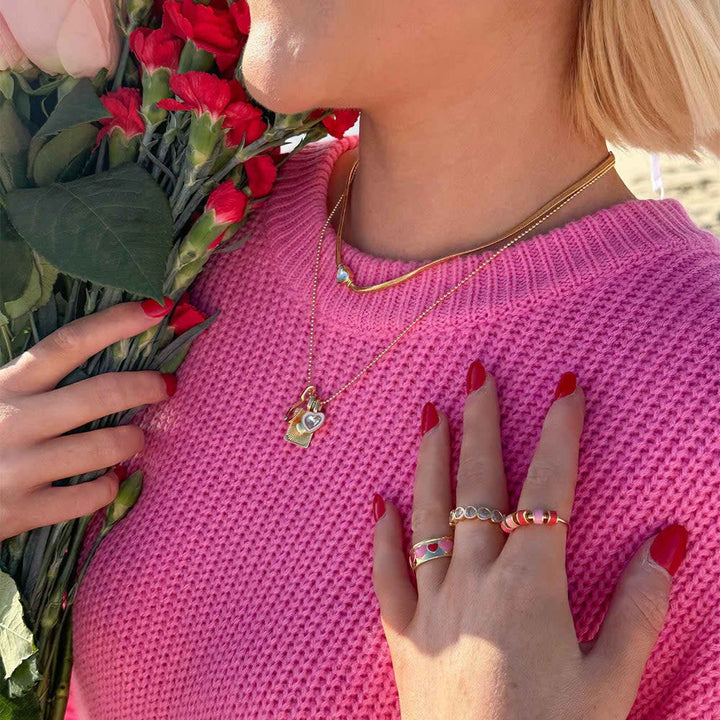 Pura Vida Stone Heart Ring Band | Gold