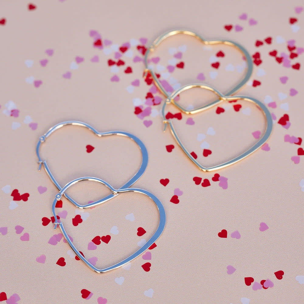 Pura Vida Oversized Heart Hoop Earrings | Silver