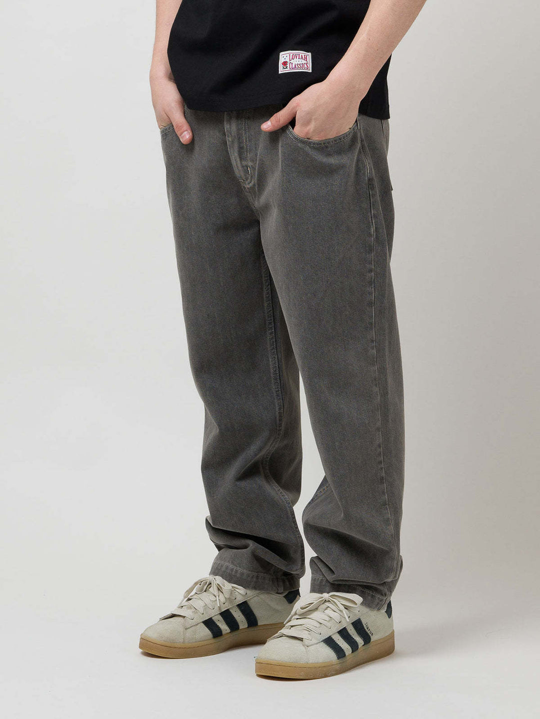Loviah Og Baggy 5 Pocket Denim (Mens) | Grey Stonewash