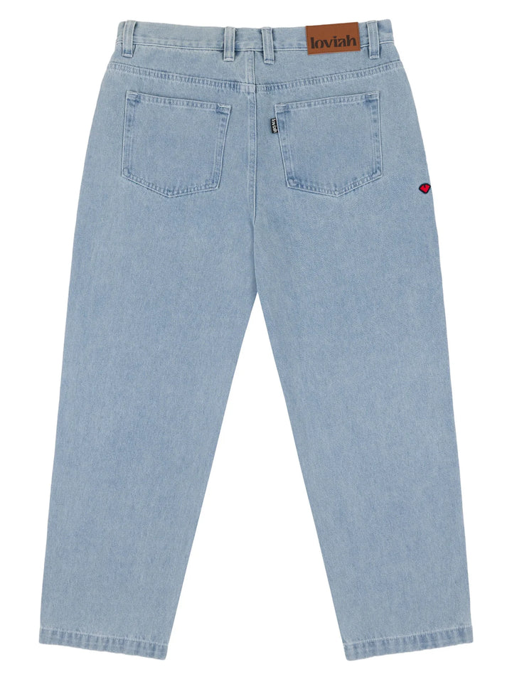 Loviah Og Baggy 5 Pocket Denim Pant (Mens) | White Blue Wash