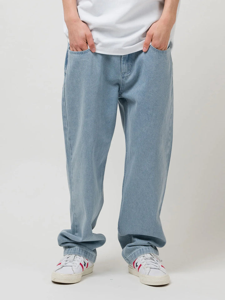 Loviah Og Baggy 5 Pocket Denim Pant (Mens) | White Blue Wash