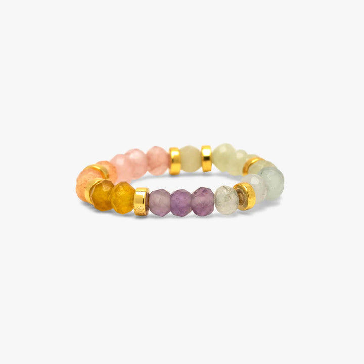 Pura Vida Ombre Rainbow Bead Stretch Ring | Gold