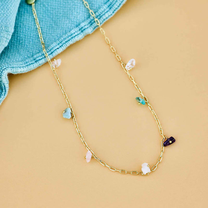 Pura Vida Gemstone Drop Choker | Gold